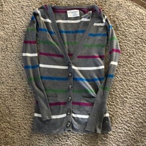 Aeropostale Gray Striped Cardigan. Size Small